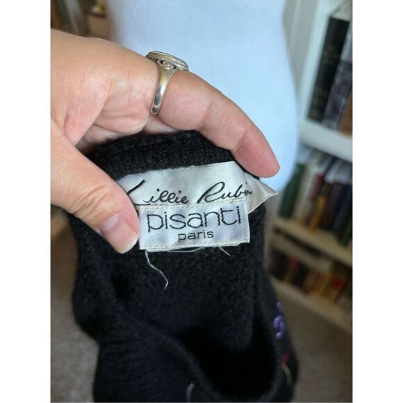 Lillie Rubin Black Sweater with Vibrant Stitching - Picture 9 of 9